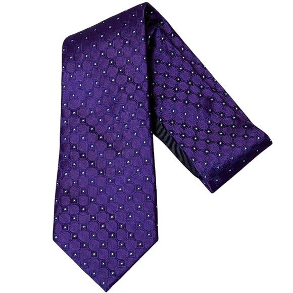 Tommy Hilfiger 100% Silk Purple Dot Tie - Picture 1 of 6